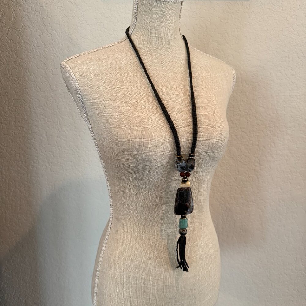 Vintage Tribal Beaded and Stone Necklace - Picture 12 of 13